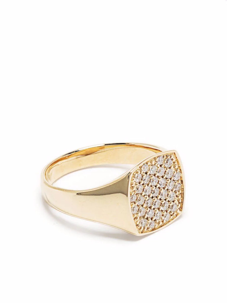 9kt yellow gold mini cushion diamond ring