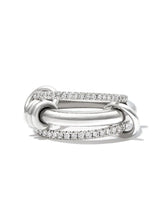 Load image into Gallery viewer, 18kt white gold and silver Gemini diamond ring