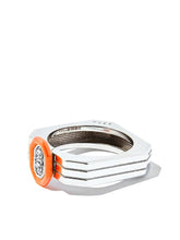 Load image into Gallery viewer, 18kt white gold enamel diamond ring