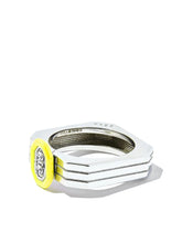 Load image into Gallery viewer, 18kt white gold enamel diamond band ring