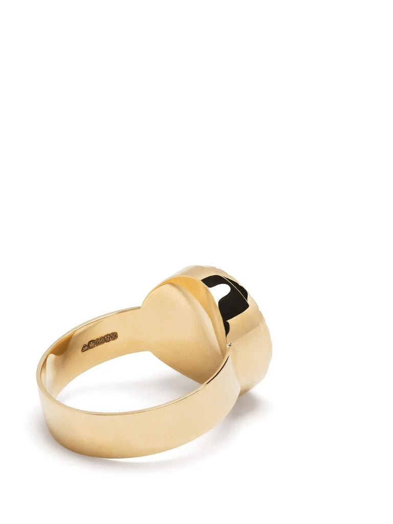 18kt yellow gold Karma diamond signet ring