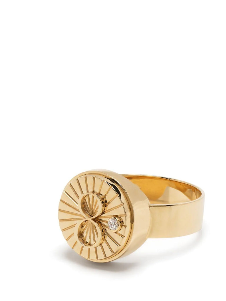 18kt yellow gold Karma diamond signet ring