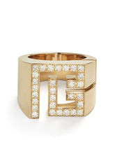 Load image into Gallery viewer, 18kt yellow gold Labyrinth PB diamond pave signet ring