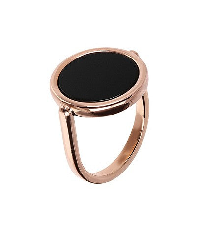 Bronzallure Denim Blue 18Kt Rose Gold Plated Small Disc Cocktail Ring