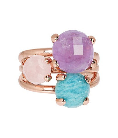 Bronzallure Amazonite 18Kt Rose Gold Plated Felicia Trilogy Ring