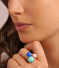 Load image into Gallery viewer, Bronzallure Amazonite 18Kt Rose Gold Plated Felicia Trilogy Ring