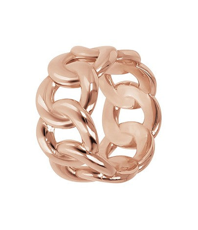 Bronzallure 18Kt Rose Gold Plated Link Ring In Golden Rose