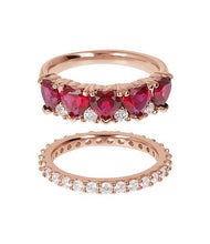 Load image into Gallery viewer, Bronzallure Dark Ruby 18Kt Rose Gold Plated Double Pave Ringaint Valentine Day