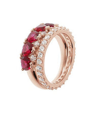 Load image into Gallery viewer, Bronzallure Dark Ruby 18Kt Rose Gold Plated Double Pave Ringaint Valentine Day