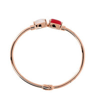 Load image into Gallery viewer, Bronzallure Rose Quartz 18Kt Rose Gold Plated Rigid Bracelet