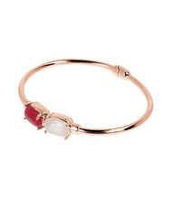 Load image into Gallery viewer, Bronzallure Rose Quartz 18Kt Rose Gold Plated Rigid Bracelet