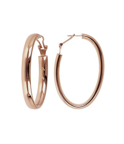 Bronzallure 18Kt Rose Gold Plated Oval Hoop Earrings