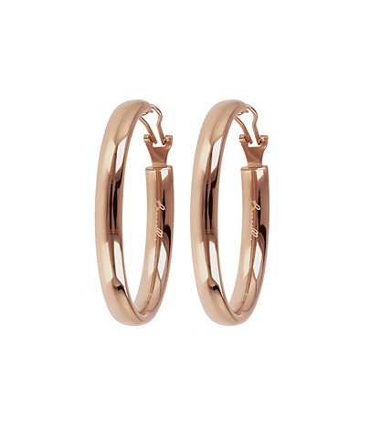 Bronzallure 18Kt Rose Gold Plated Oval Hoop Earrings